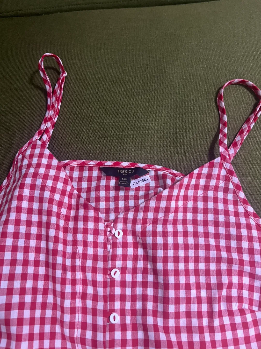 Tresics Red Gingham Tie-Front Tank Top Size L/G image indicator(2)