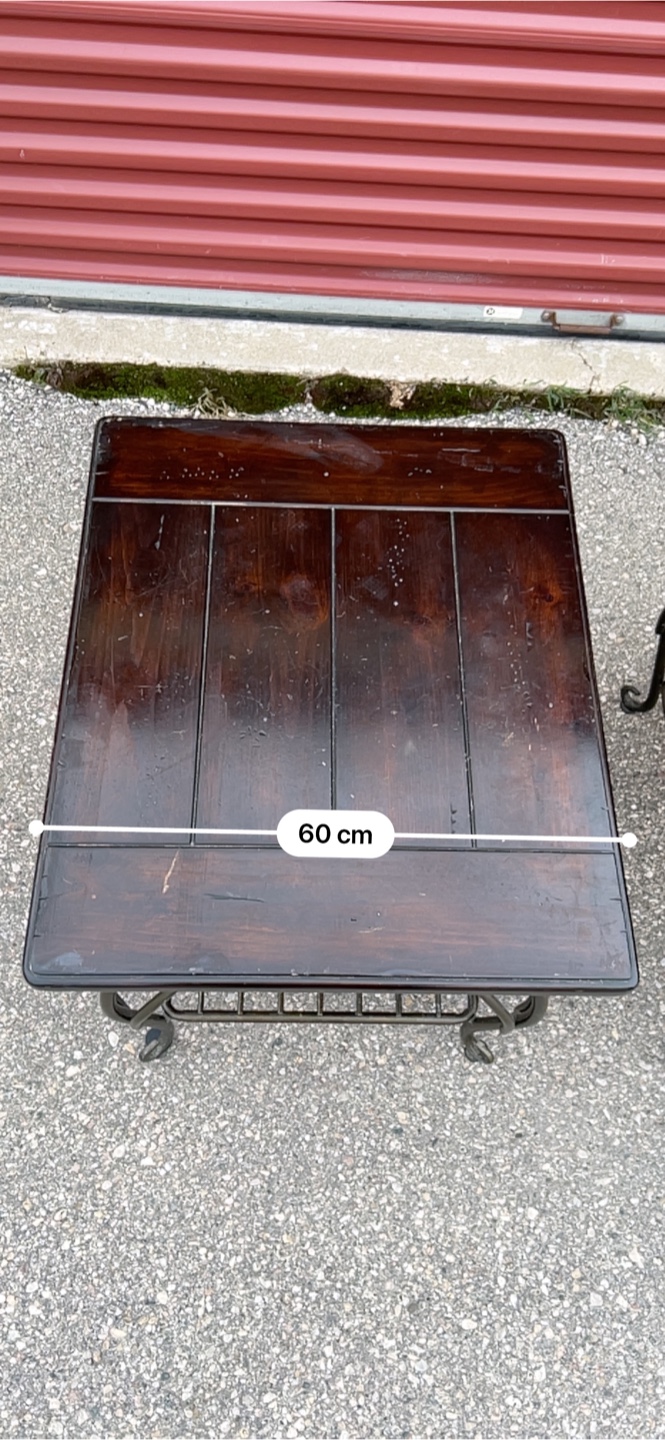 Pair of Dark Brown Wooden End Tables with Metal Legs - photo 5
