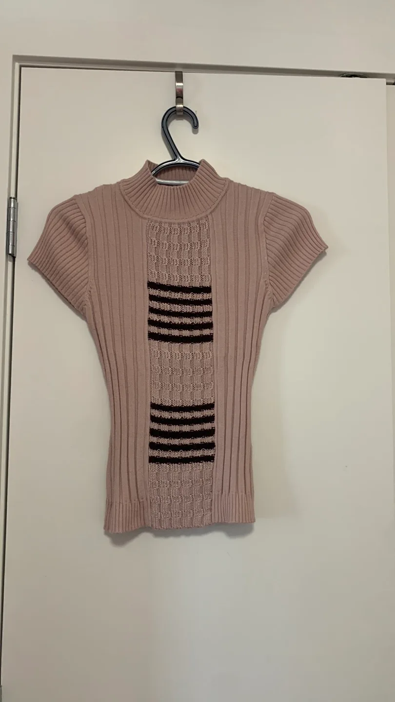 Pink Knitted Mock Neck Top thumbnail