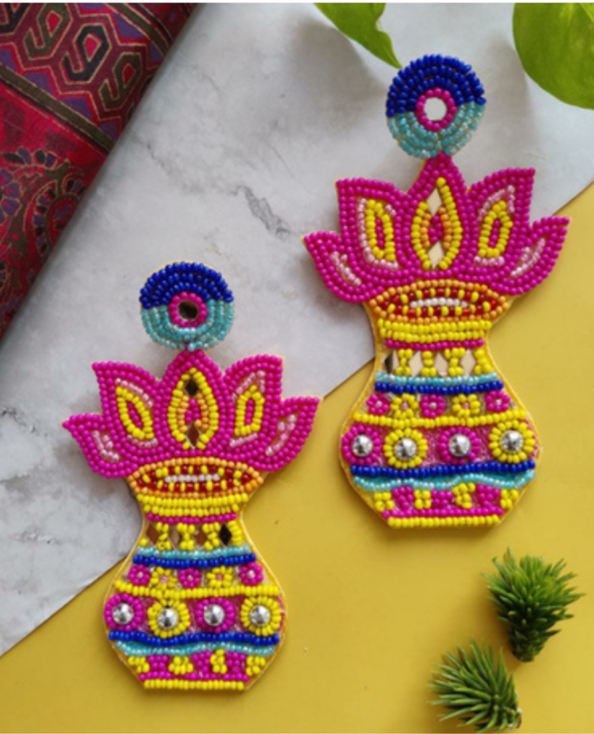 Beaded Lotus kalaish Earrings