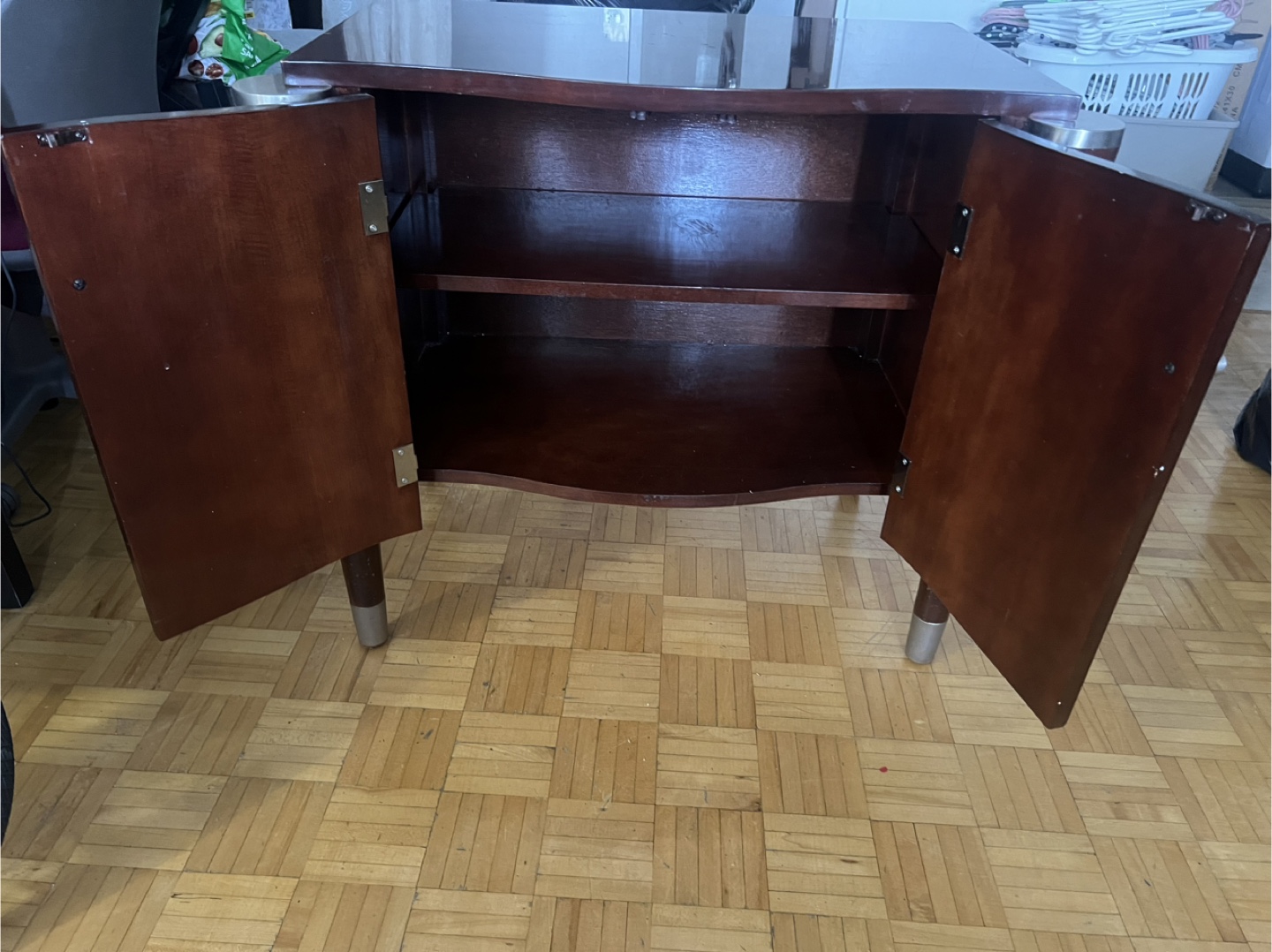 Dark Wood Cabinet with Curved Front