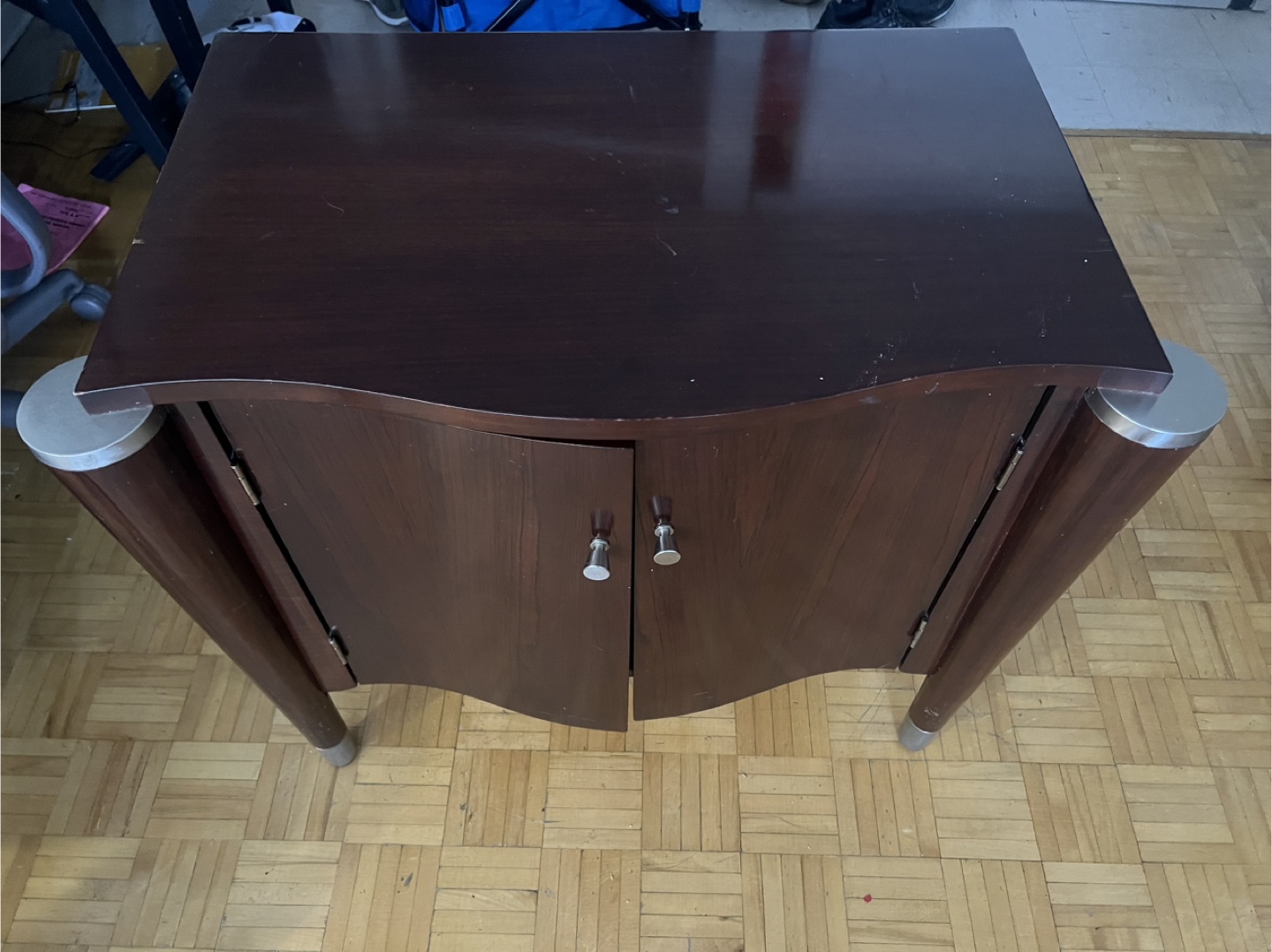 Dark Wood Cabinet with Curved Front - photo 2