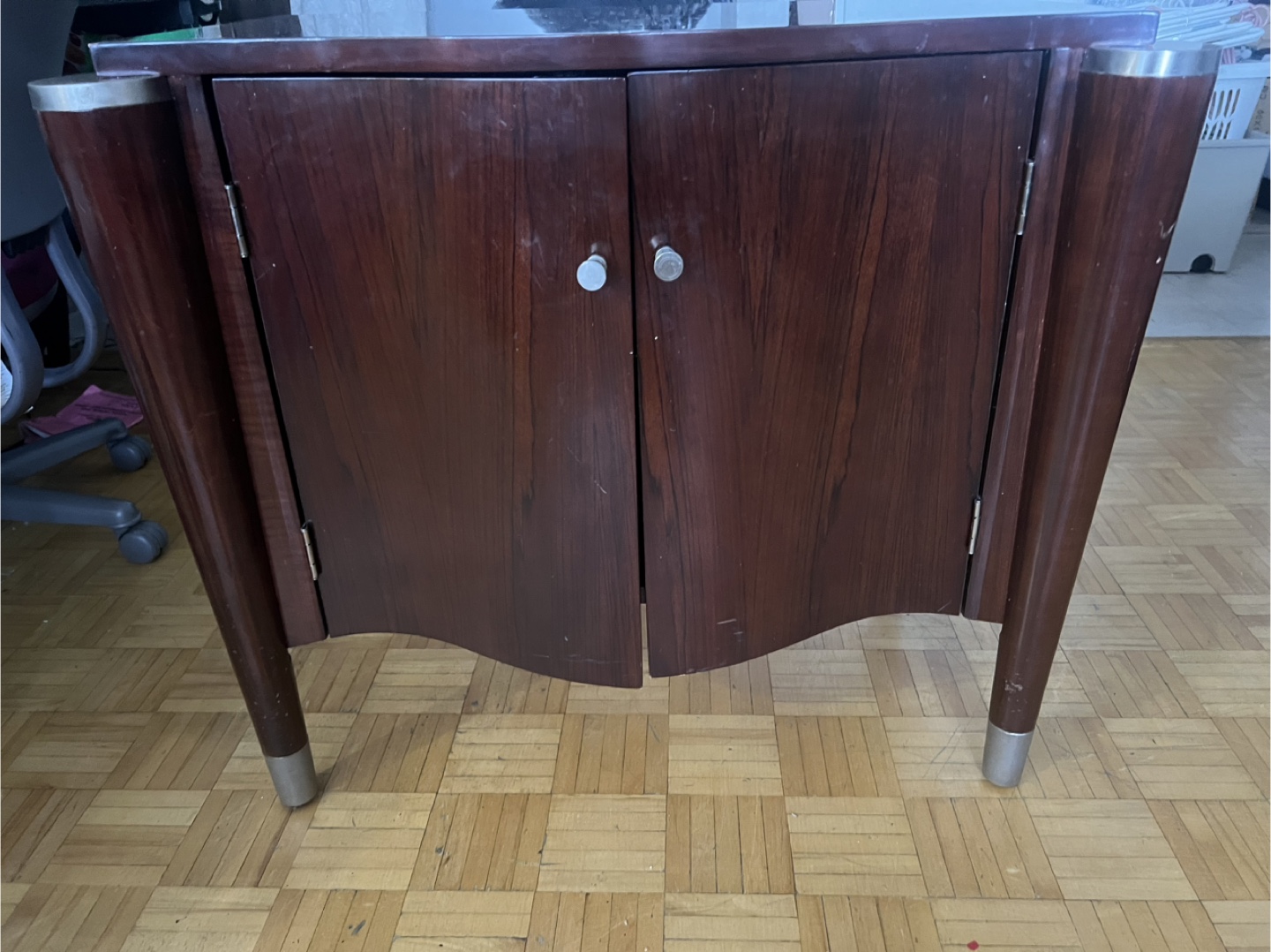 Dark Wood Cabinet with Curved Front - photo 3