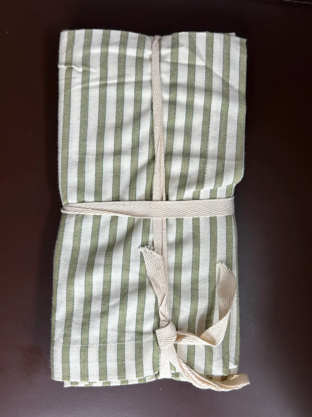 Set of 4 Olive Green Striped Cotton Napkins thumbnail