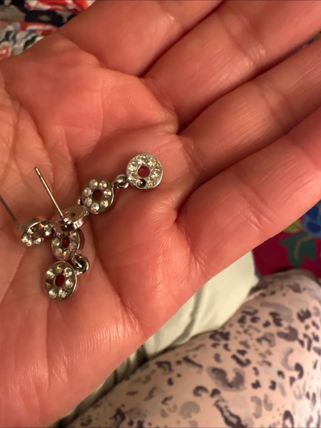 #June free cycle Silver Rhinestone Dangle Earrings thumbnail