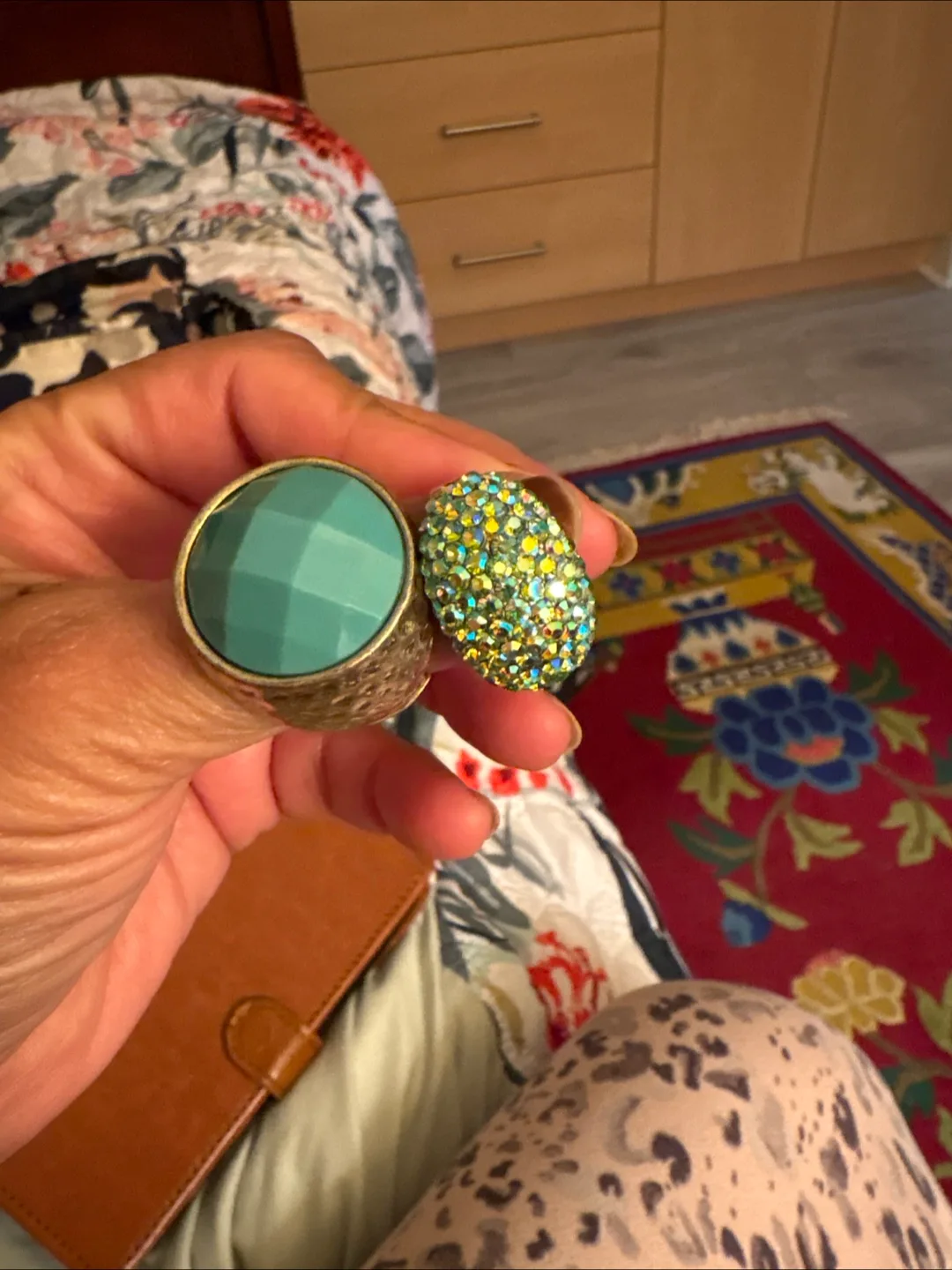 Two-Piece Ring Set Teal and Green image indicator(5)