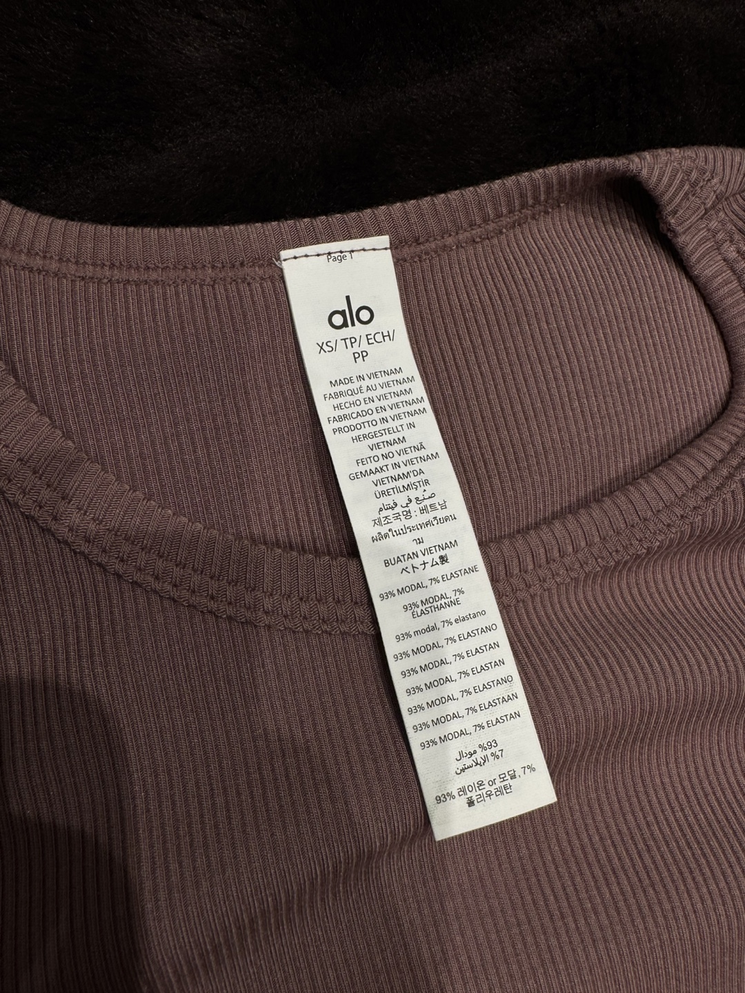 Alo Yoga Ribbed Modal Long Sleeve Shirt - Smoky Quartz - XS - photo 3