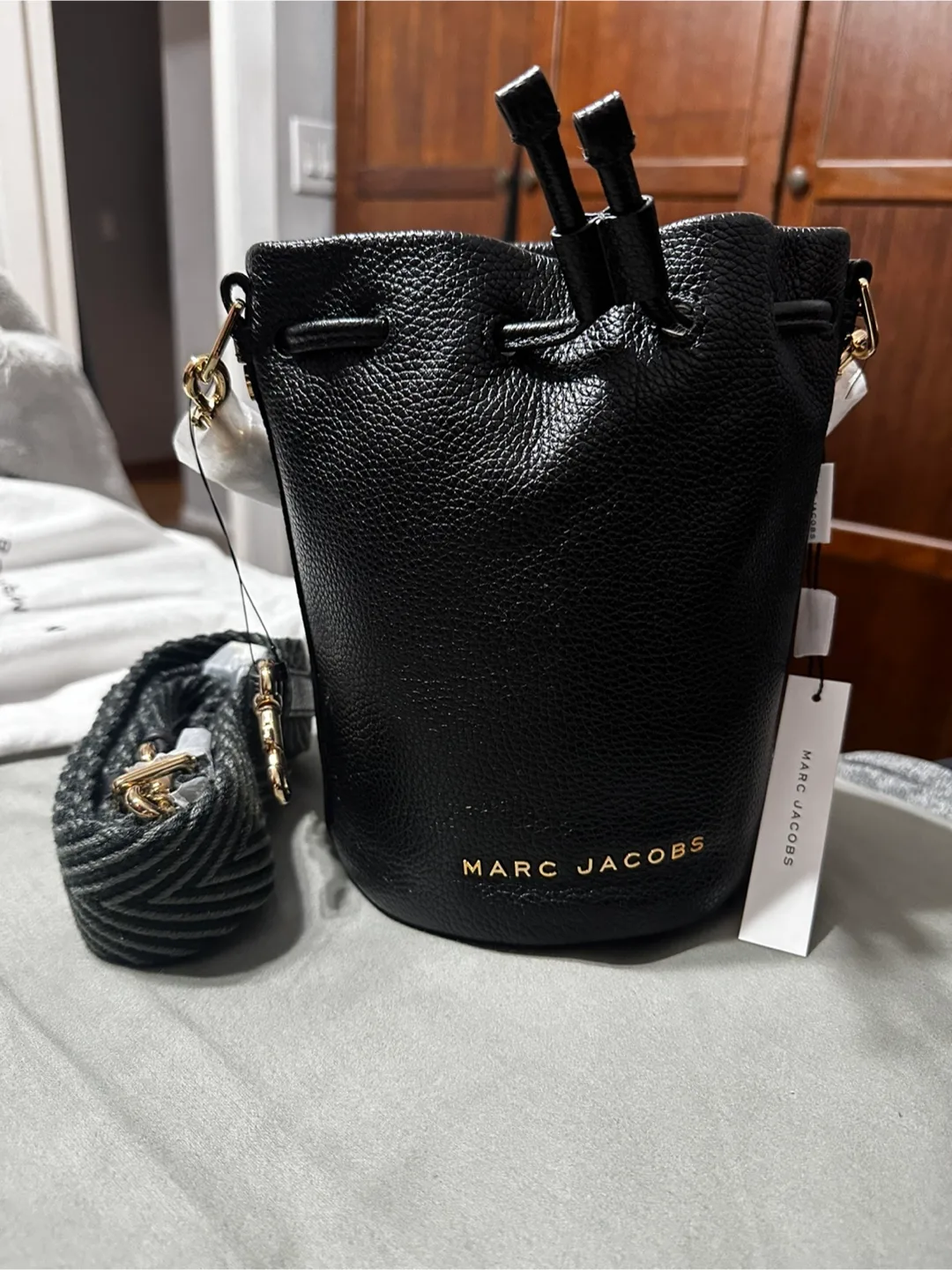 Marc Jacobs Black Leather Mini Bucket Bag thumbnail