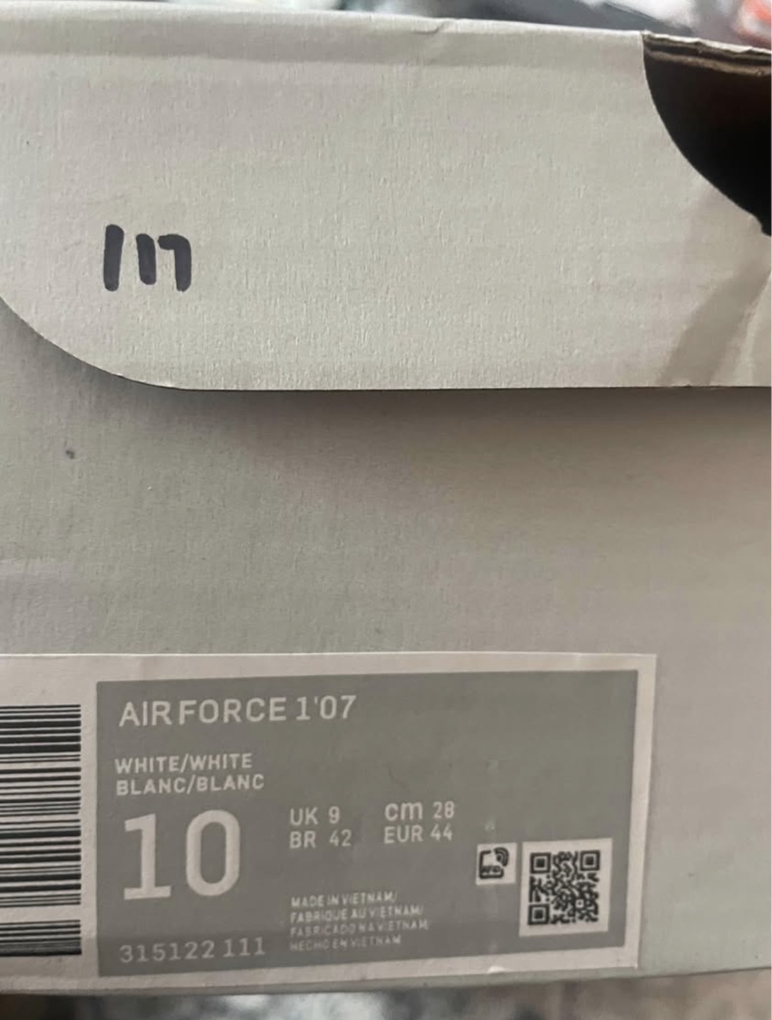 Nike Air Force 1 '07 - White/White - Men's Size 10