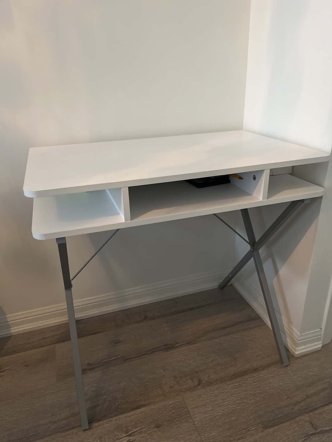 White Computer Desk with Storage
