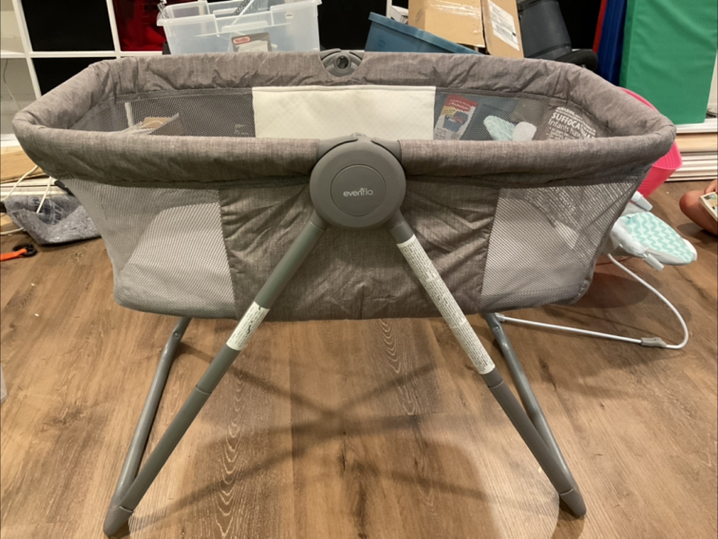 Portable folding Evenflo Bassinet - Grey