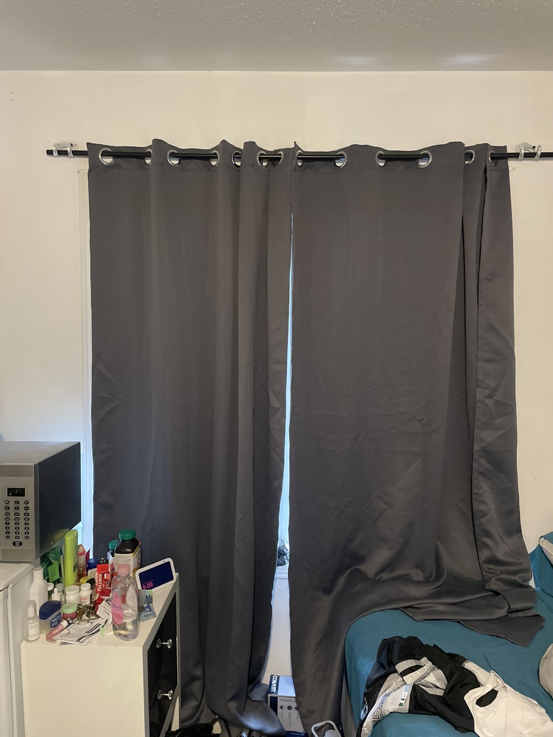Dark Grey Blackout long Curtains