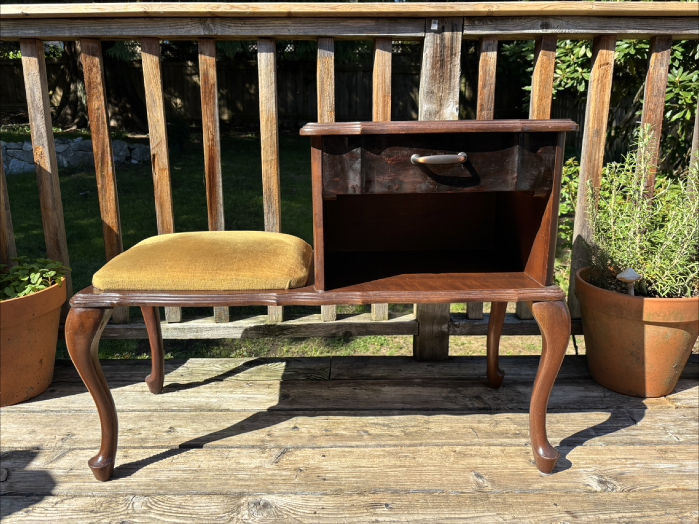 Vintage Wooden Telephone Bench