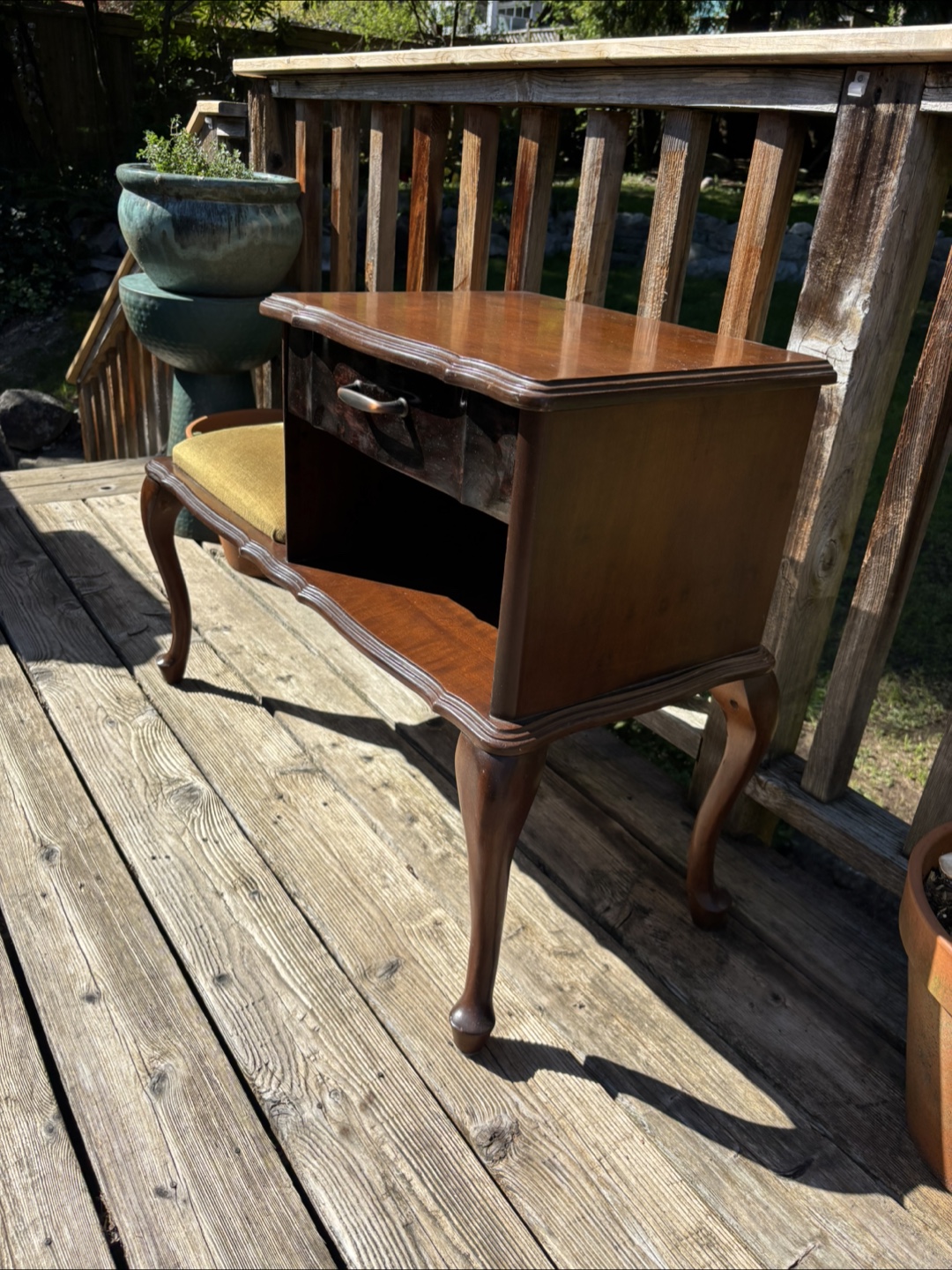 Vintage Wooden Telephone Bench - photo 2