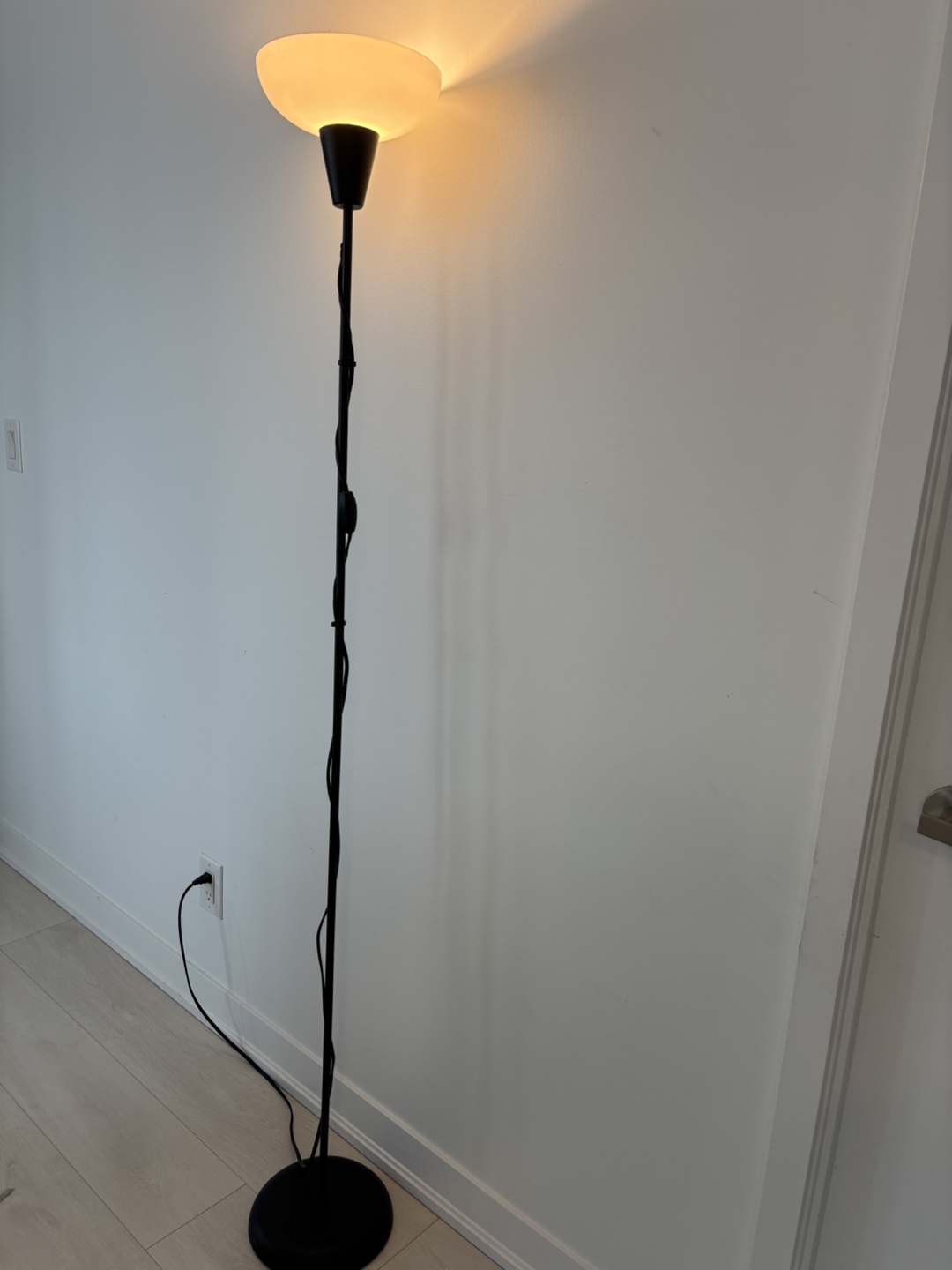 Black Floor Lamp with White Shade