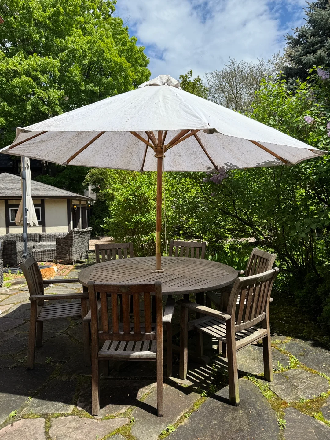 Large Patio Umbrella with Wooden Frame 9 Feet thumbnail
