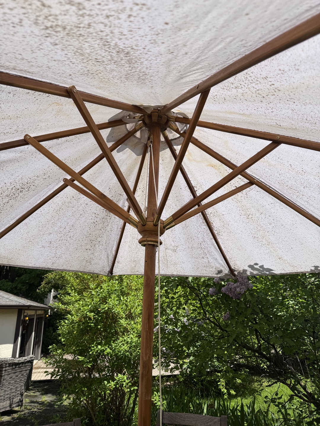 Large Patio Umbrella with Wooden Frame 9 Feet - photo 2
