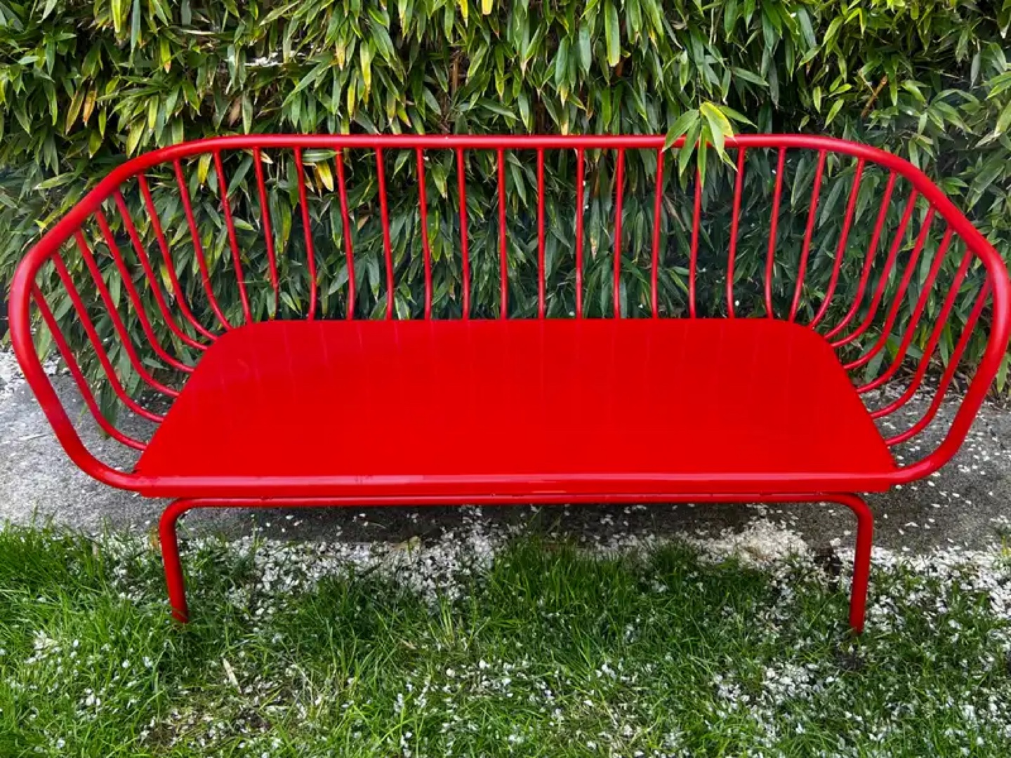 Red Metal Outdoor Bench
