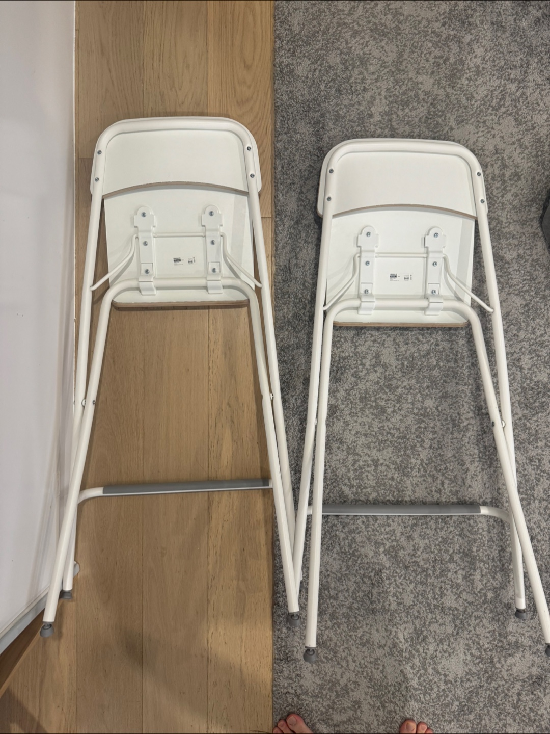 Pair of White IKEA Franklin Bar Stools