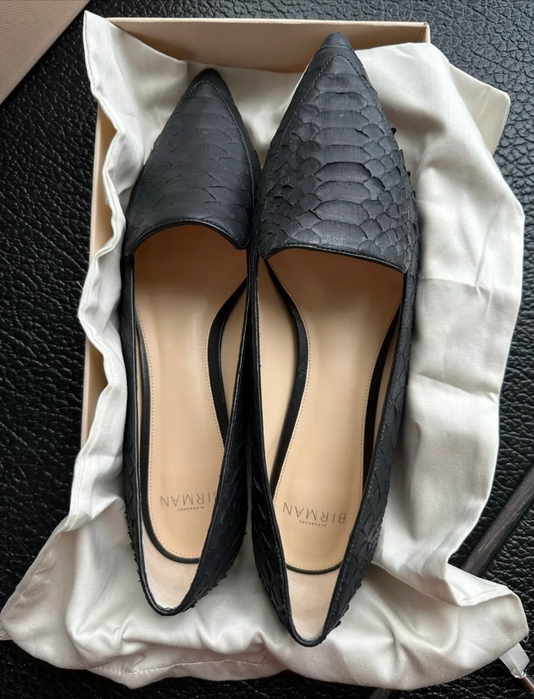 NEW Alexander Birman Black Snakeskin Loafers - Size 39 image indicator(3)