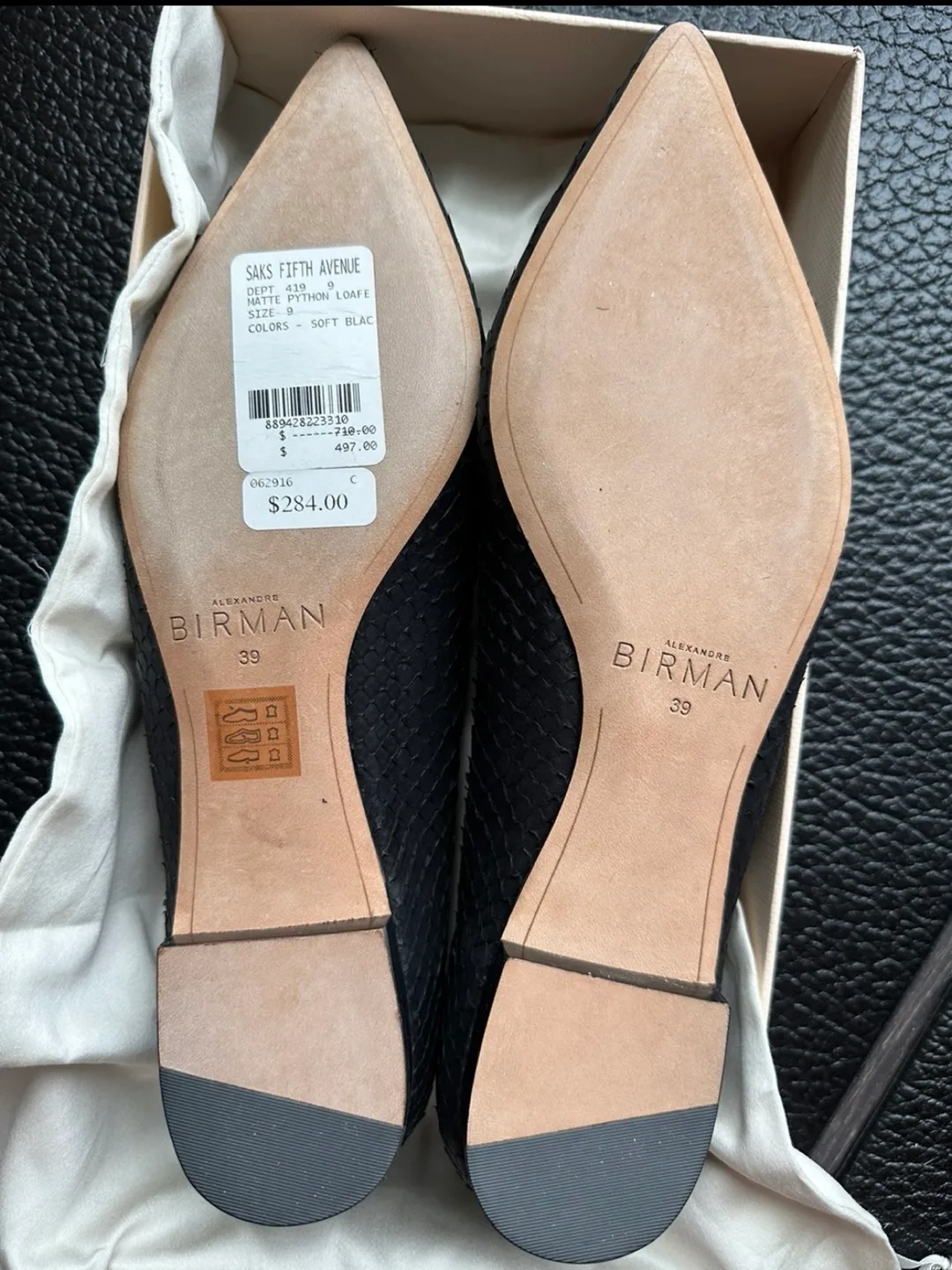 NEW Alexander Birman Black Snakeskin Loafers - Size 39 image indicator(2)