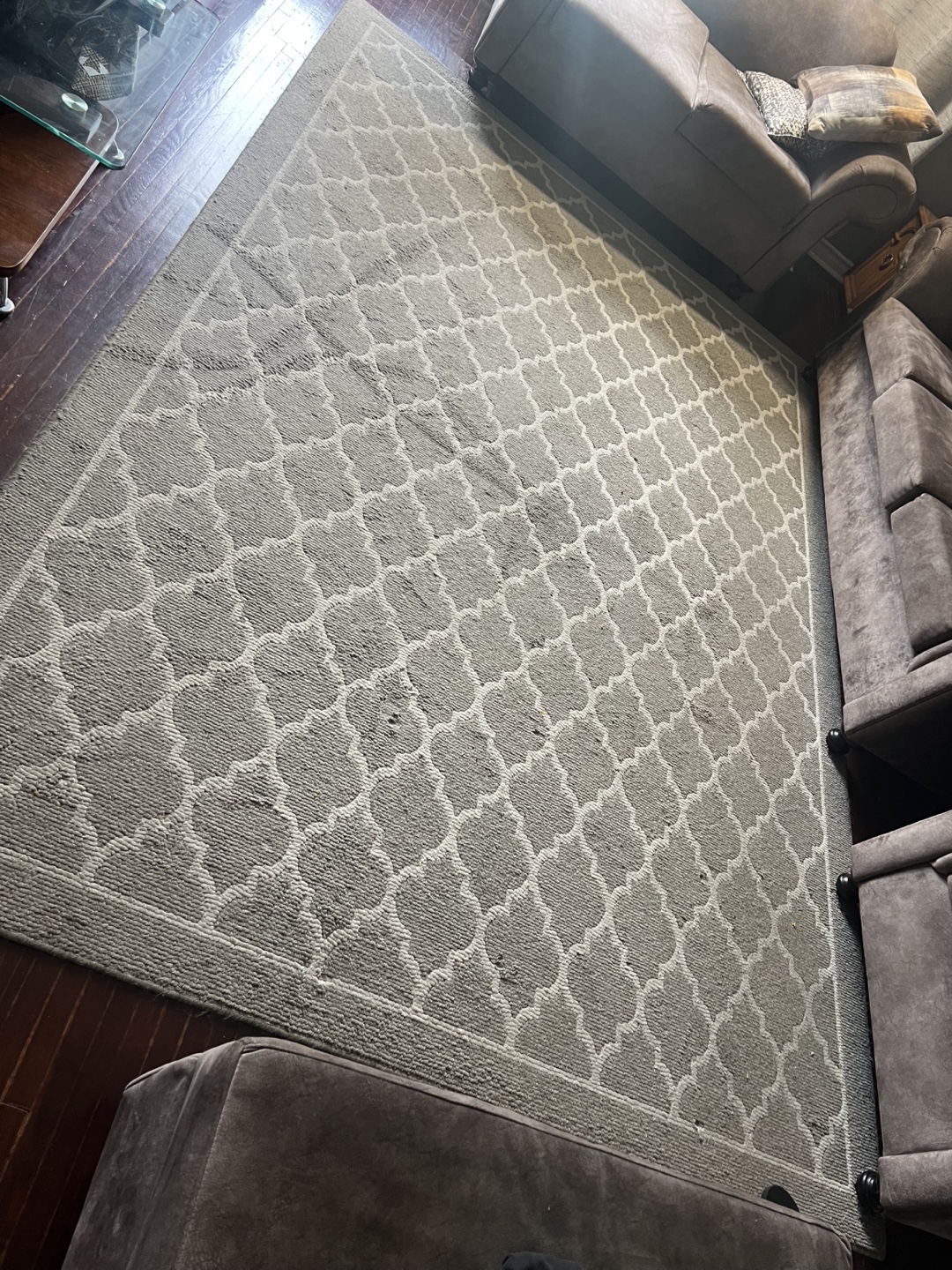 Large Grey and White Area Rug