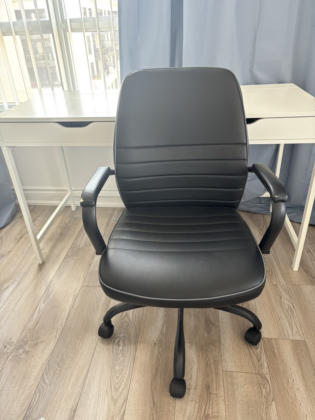 Ikea Alex Two-Drawer Writing Desk & Black Office Chair - photo 2