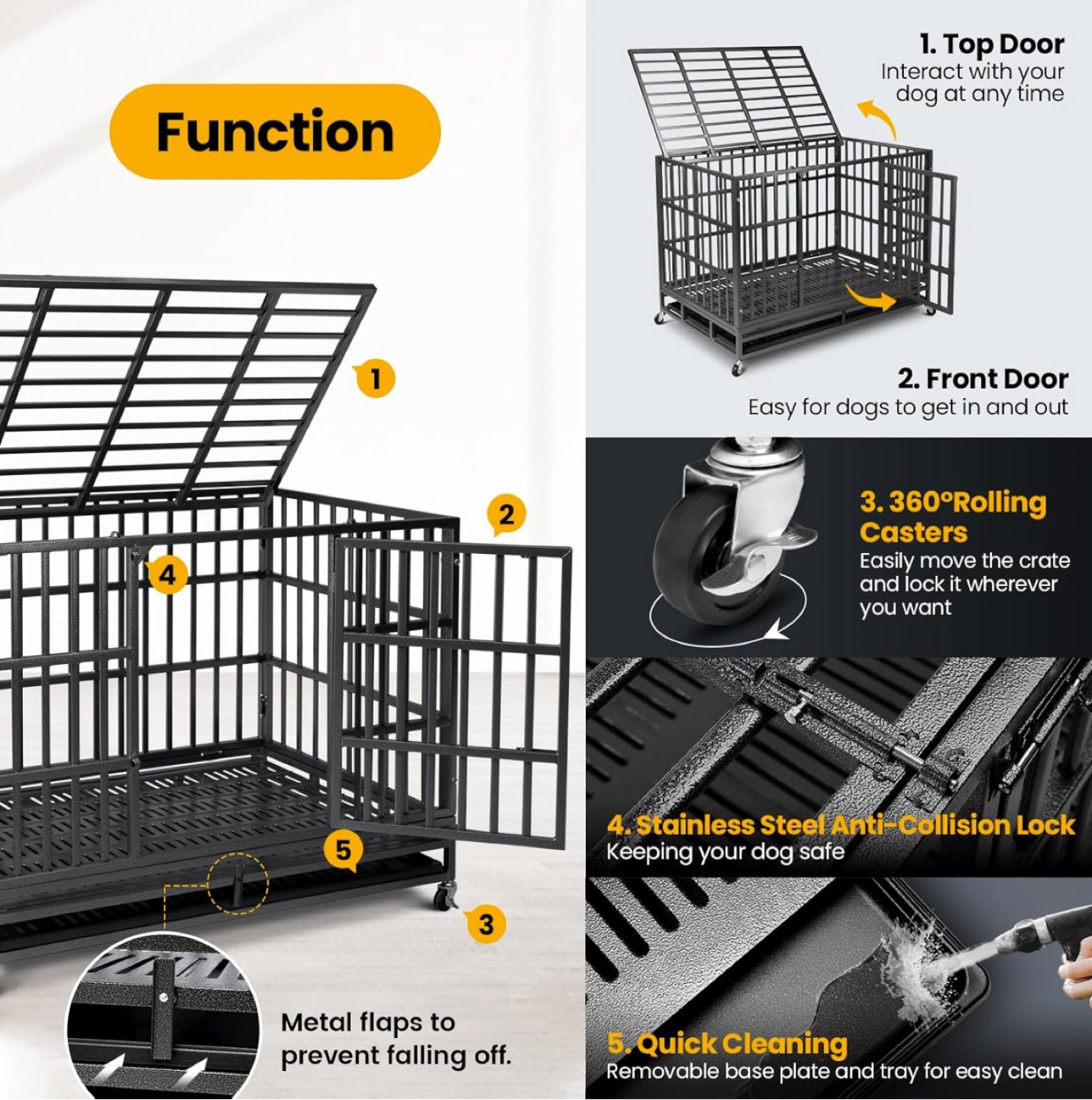 Heavy Duty Dog Crate - Large Size with Wheels - photo 5