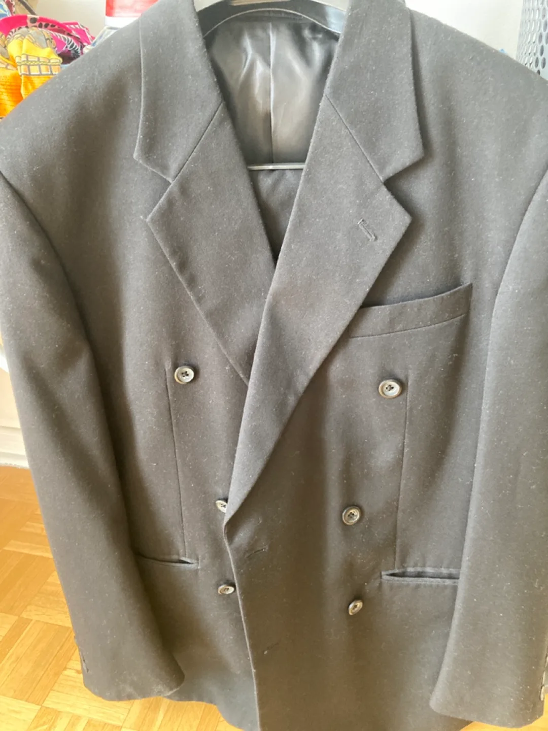 Men's Protocol Black Double Breasted Suit Size 38 image indicator(4)