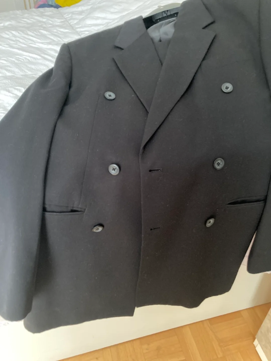Men's Protocol Black Double Breasted Suit Size 38 image indicator(7)