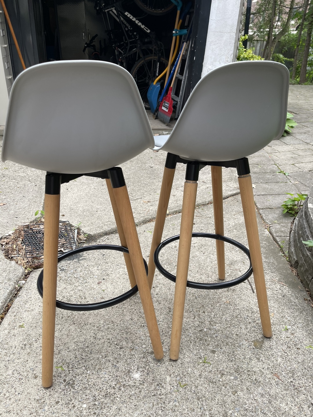 Pair of Grey and Wood Counter Height Stools - photo 3