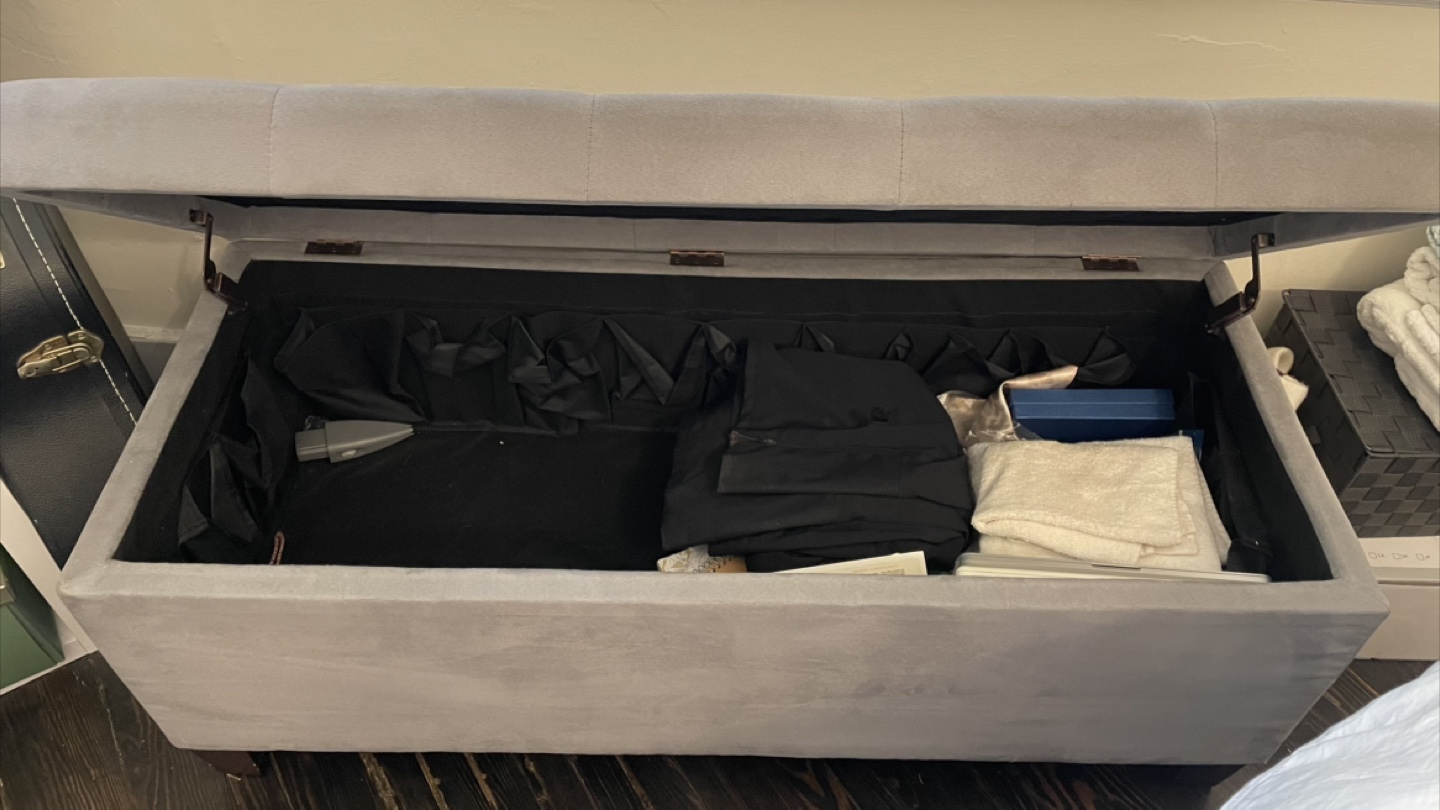 Grey Upholstered Storage Ottoman Bench - photo 3