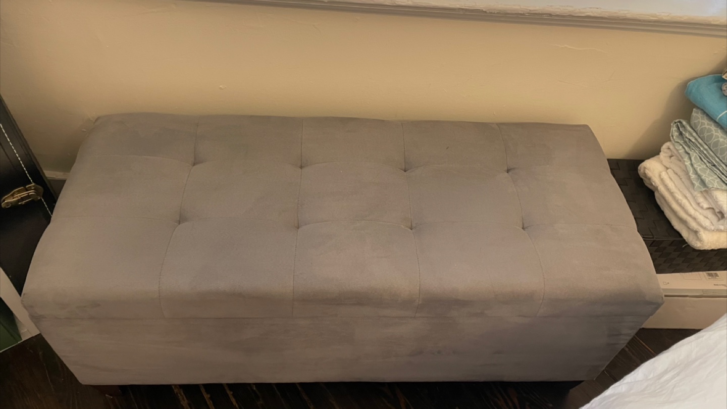 Grey Upholstered Storage Ottoman Bench
