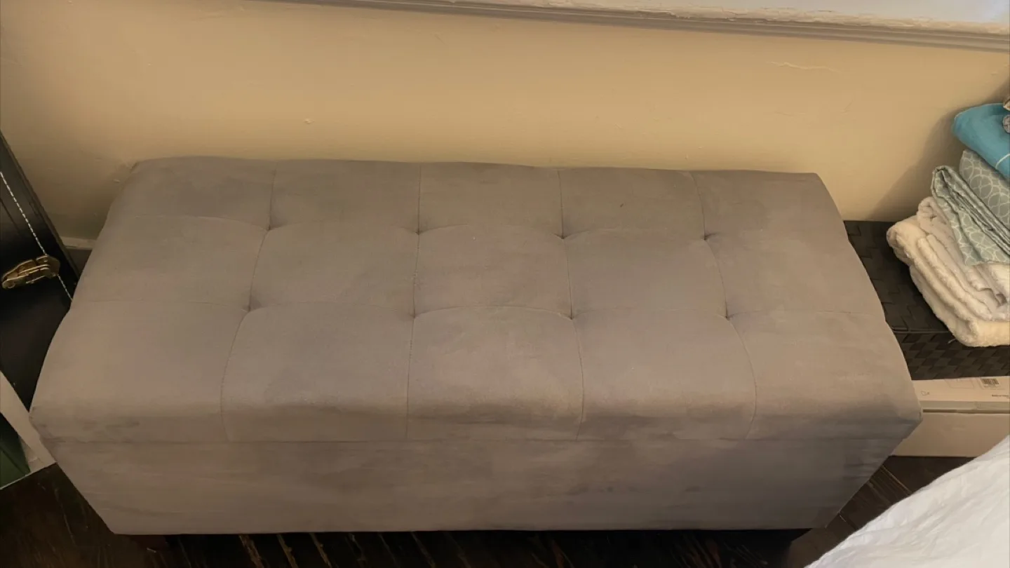 Grey Upholstered Storage Ottoman Bench thumbnail