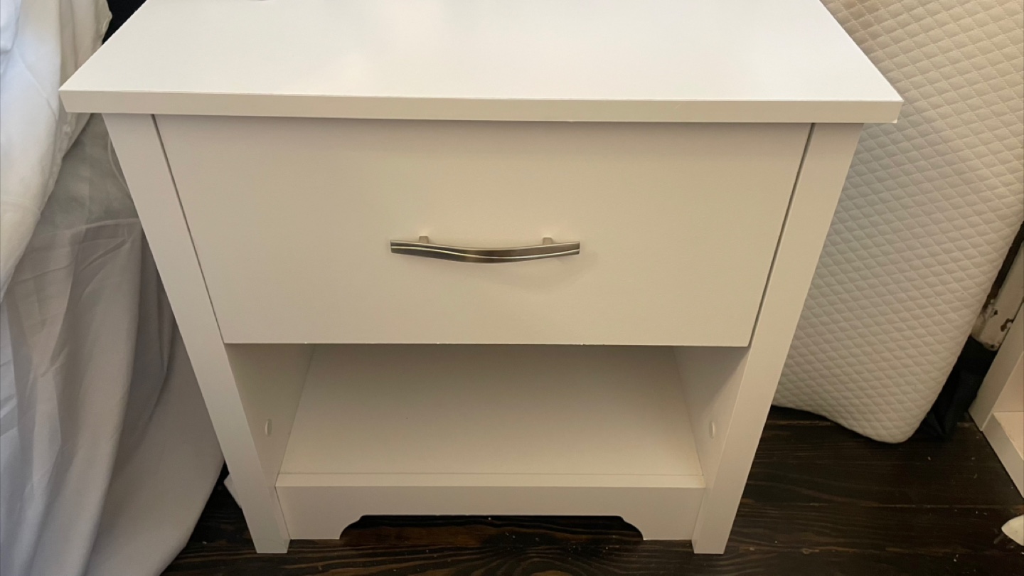 White Nightstand with One Drawer