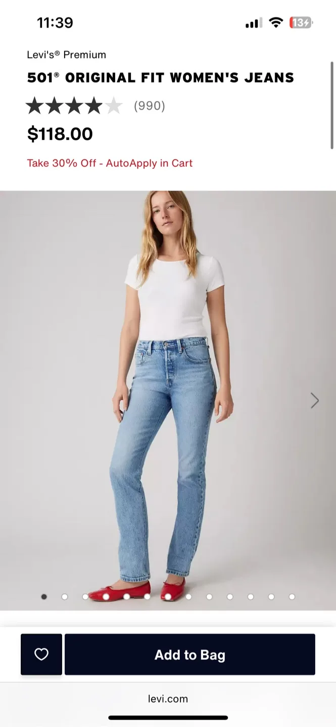 Levi's 501 Original Jeans Size 25” image indicator(3)