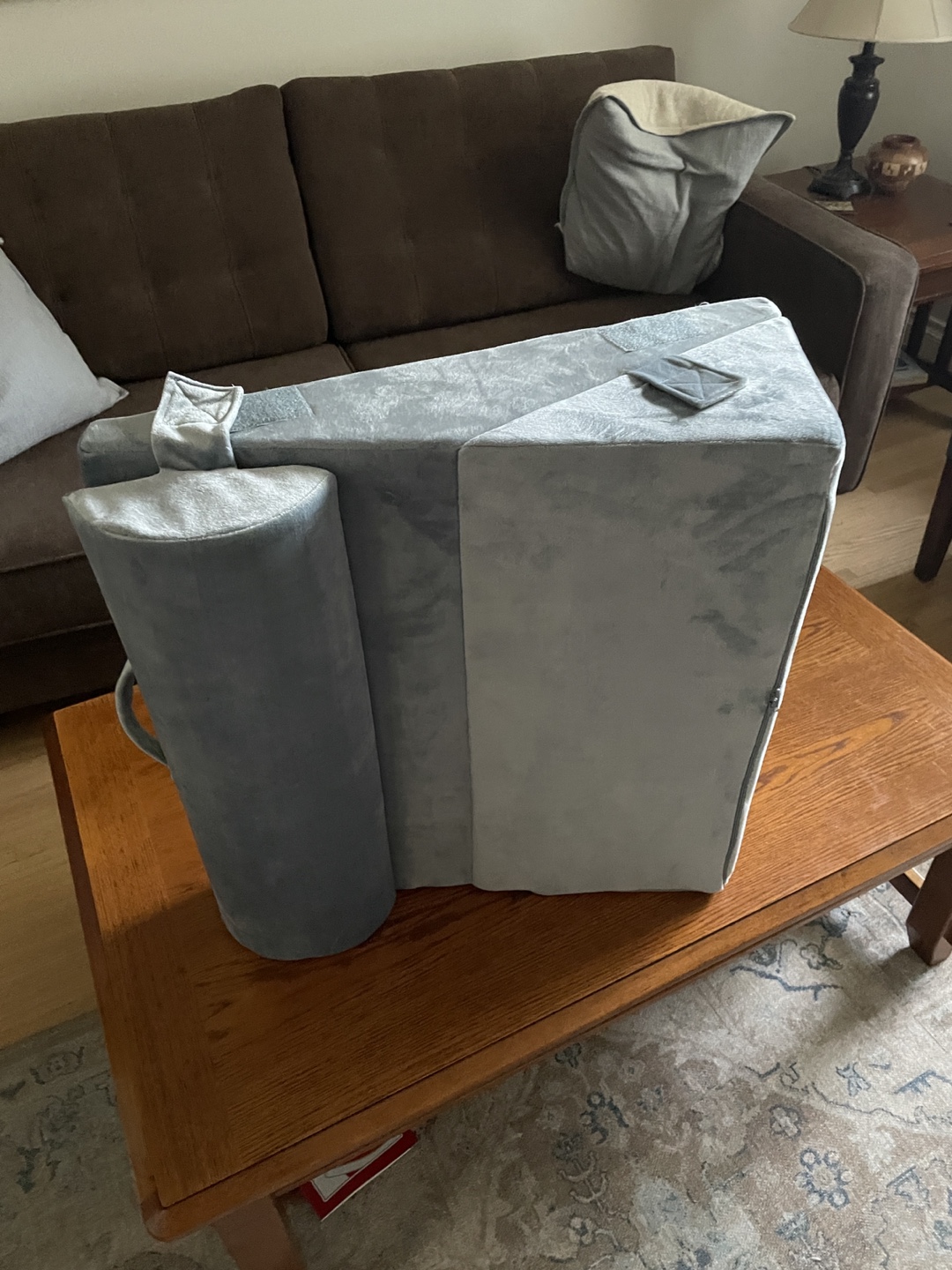 Grey Wedge Pillow with Bolster