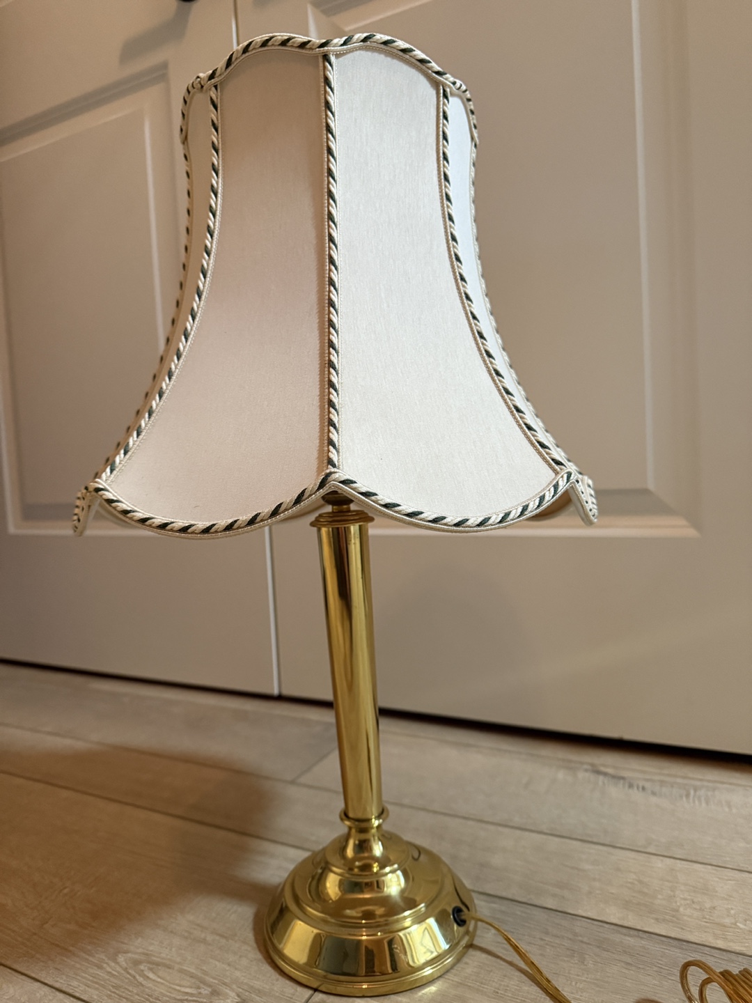 Brass Table Lamp with Scalloped Shade - photo 2