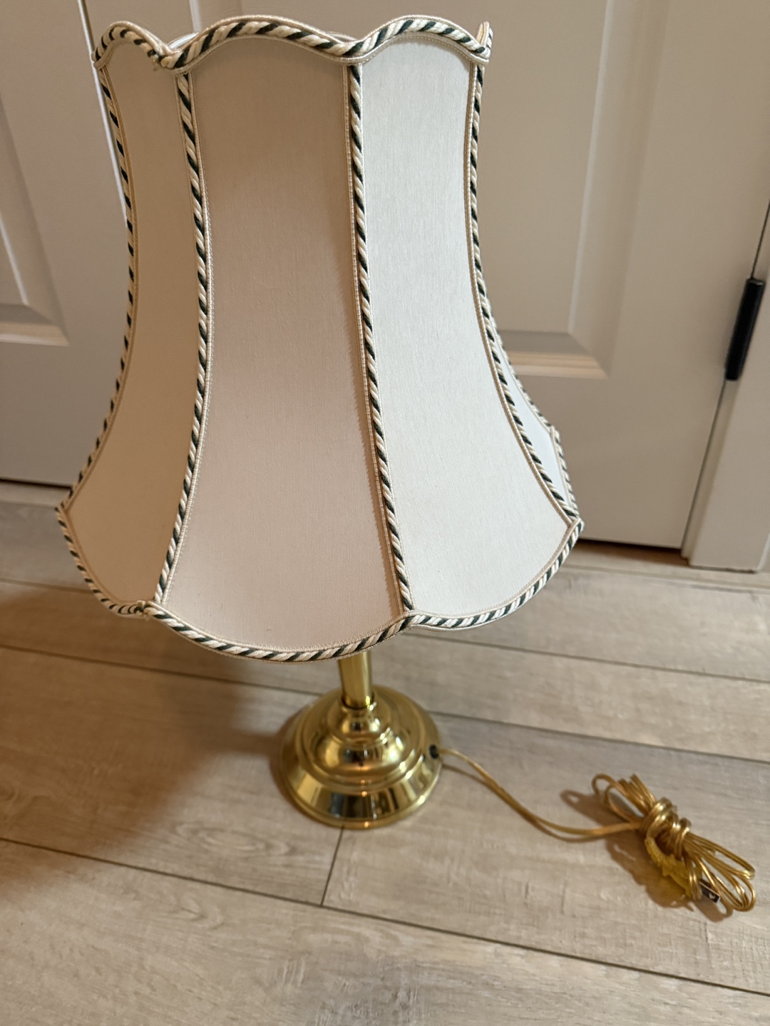 Brass Table Lamp with Scalloped Shade
