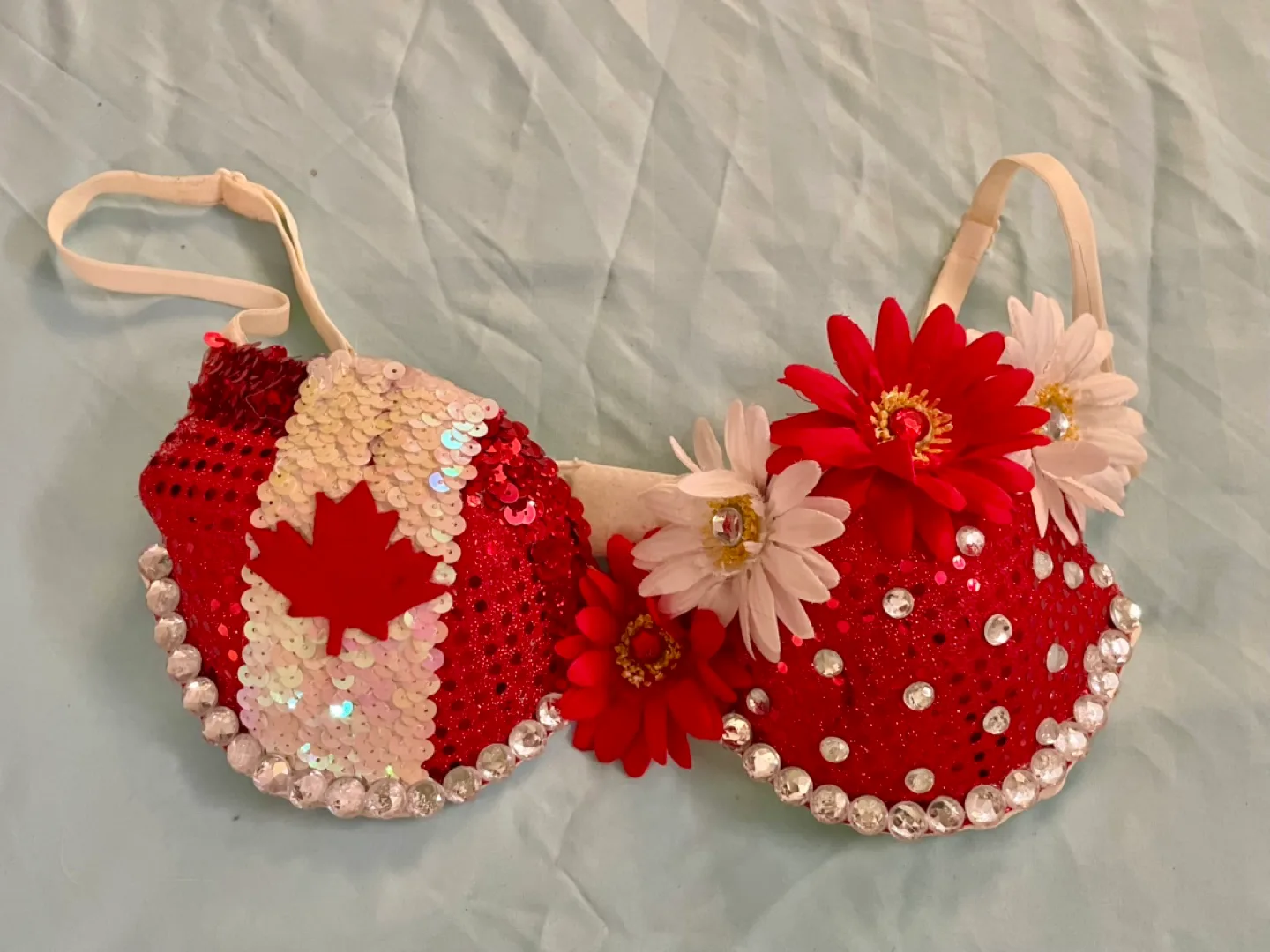 Canada Day Sequin Festival Bra with Flowers thumbnail