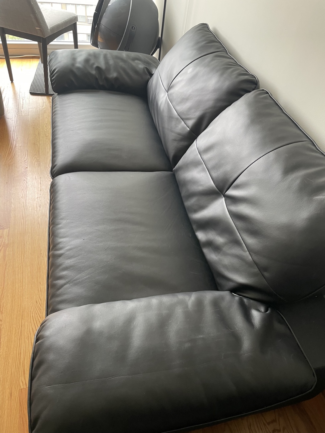 Black Leather Sofa - photo 2