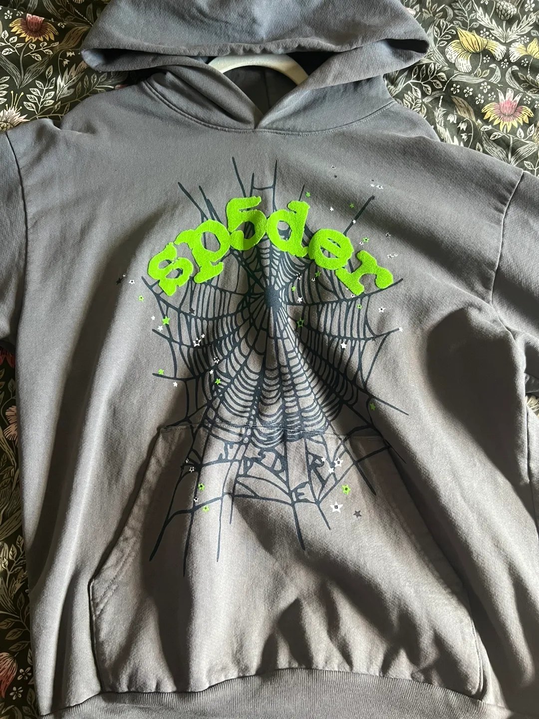 Grey N Green Sp5der Hoodie thumbnail