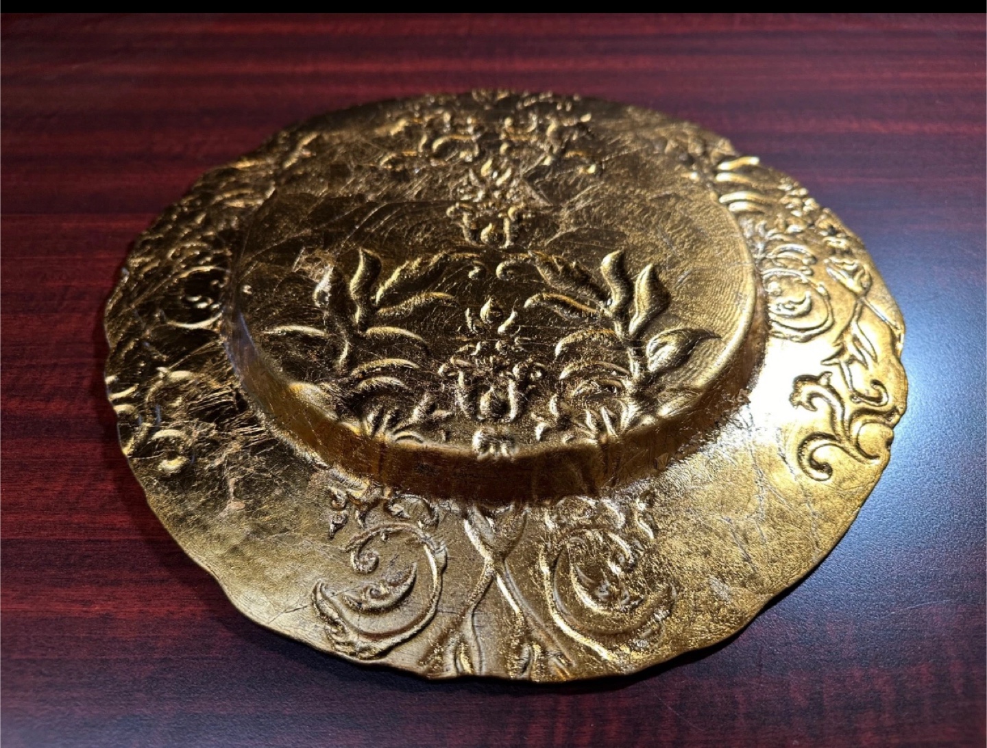 Gold Charger Plate with Black Floral Design - photo 3