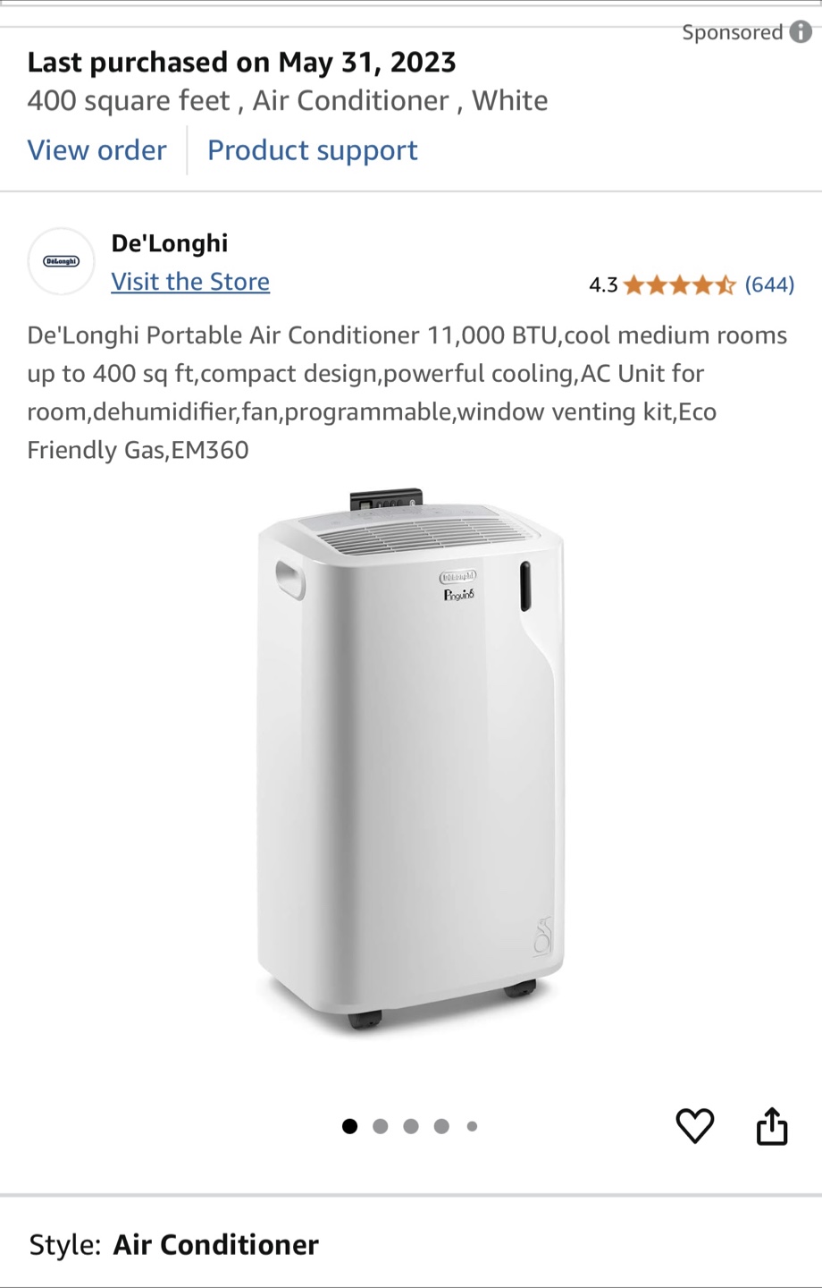 De'Longhi Pinguino Portable Air Conditioner - photo 3