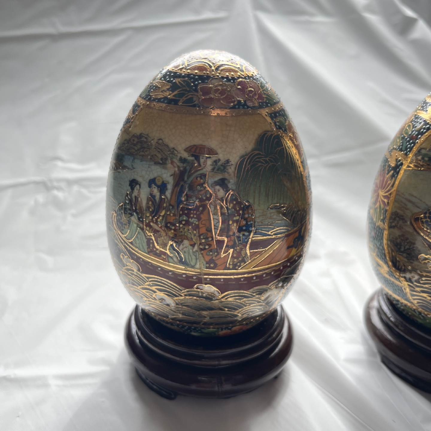 Ceramic Decorative Eggs – Set of 2 with wooden stand. - photo 5