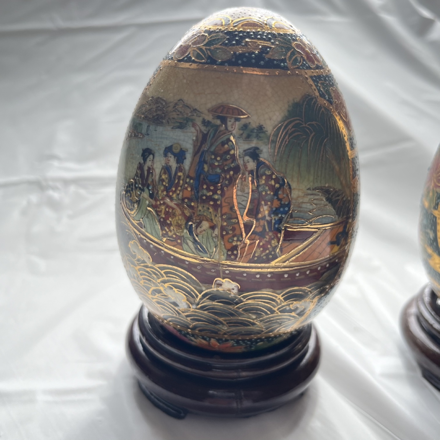 Ceramic Decorative Eggs – Set of 2 with wooden stand. - photo 3