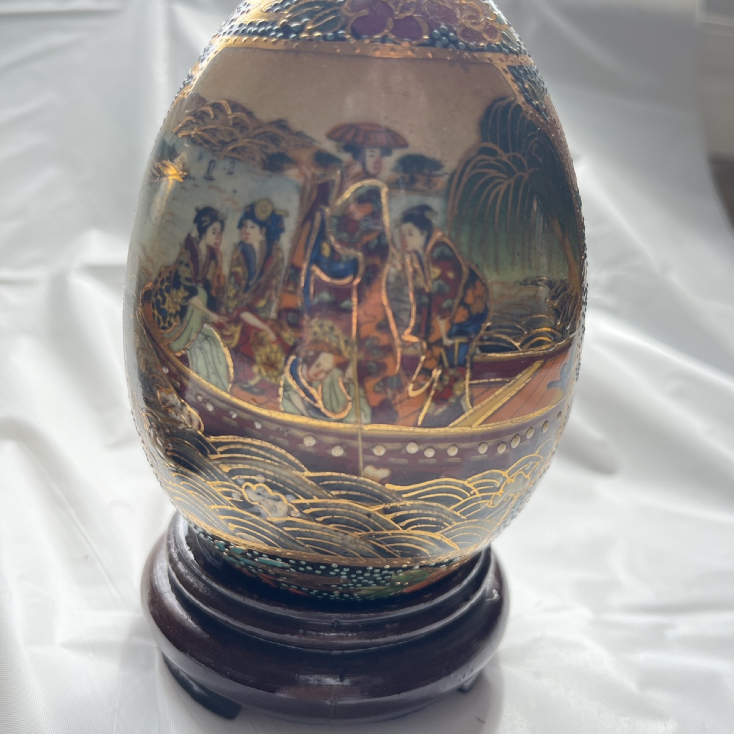 Ceramic Decorative Eggs – Set of 2 with wooden stand. - photo 4