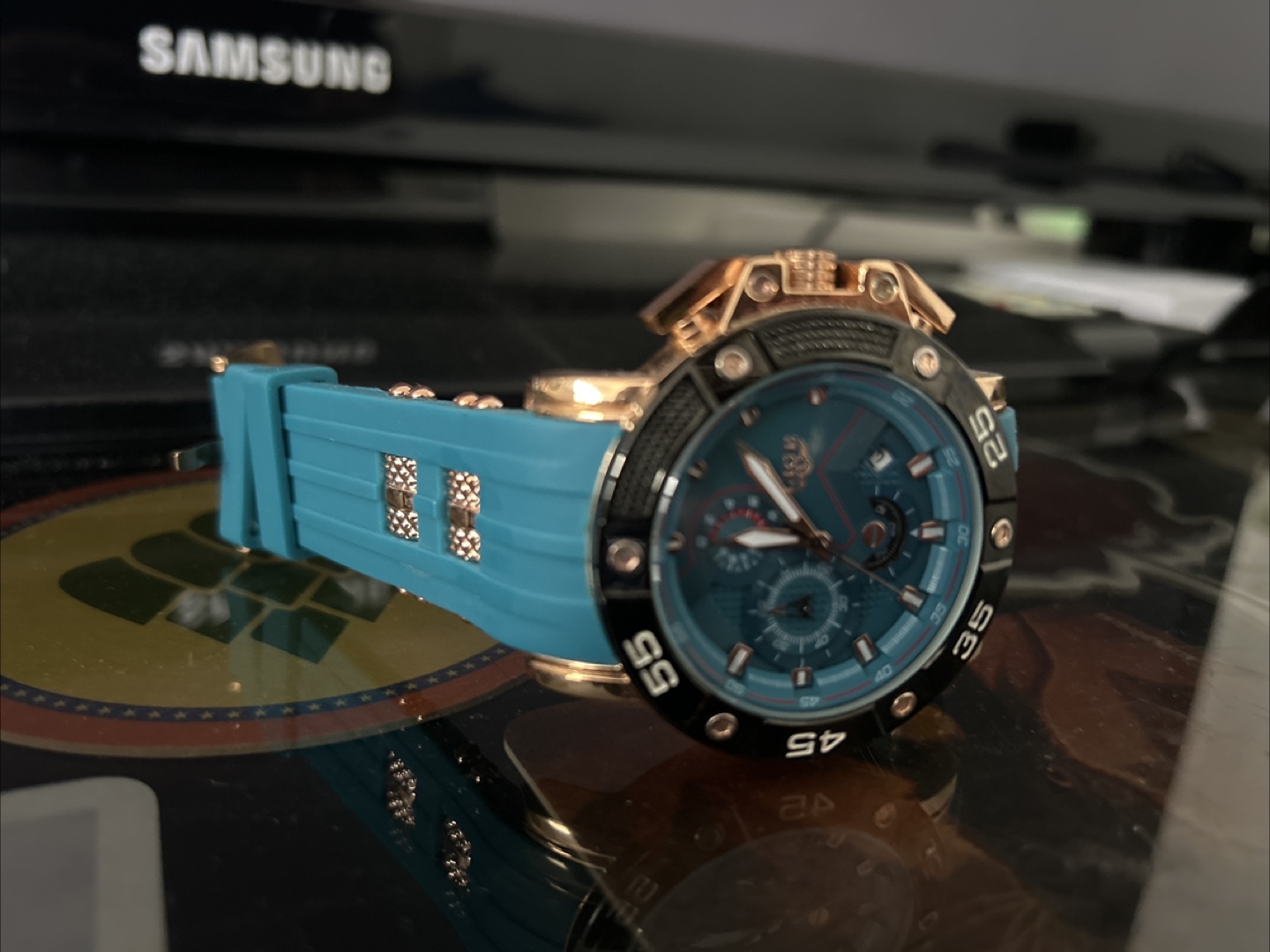 LIGE Men's Chronograph Blue Silicone Sport Watch - photo 2