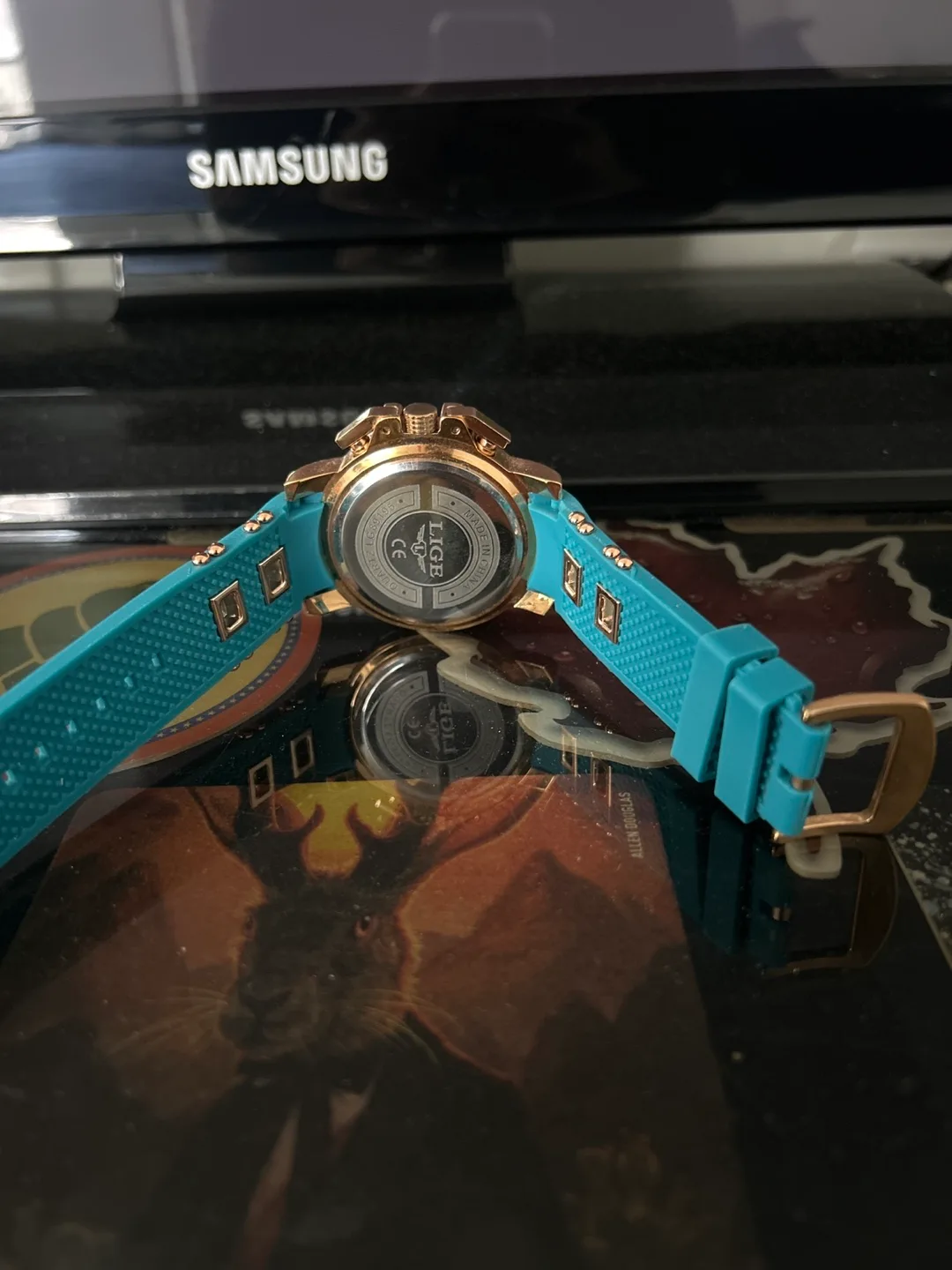 LIGE Men's Chronograph Blue Silicone Sport Watch image indicator(3)