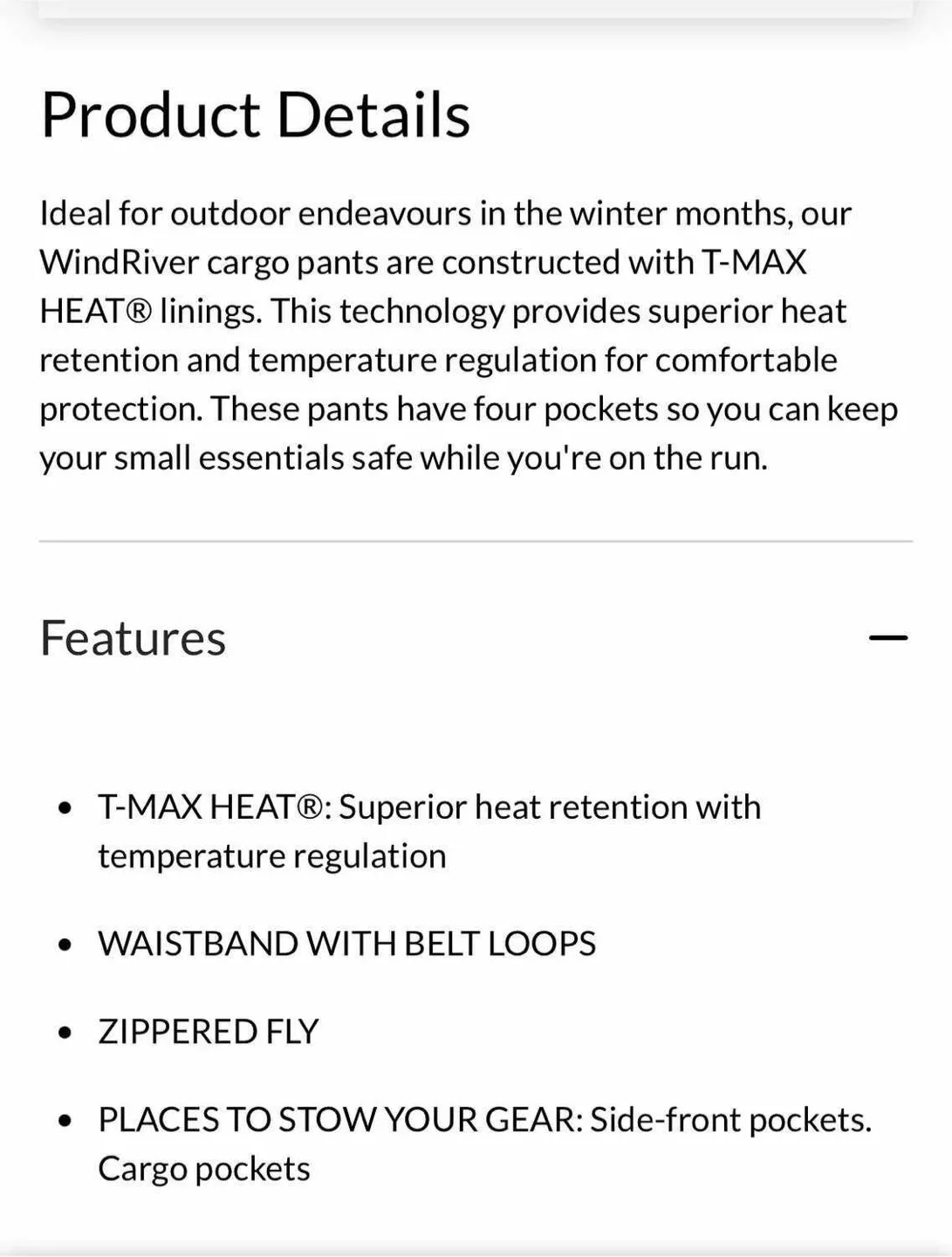 WindRiver Men's T-MAX Heat Lined Cargo Pants image indicator(3)